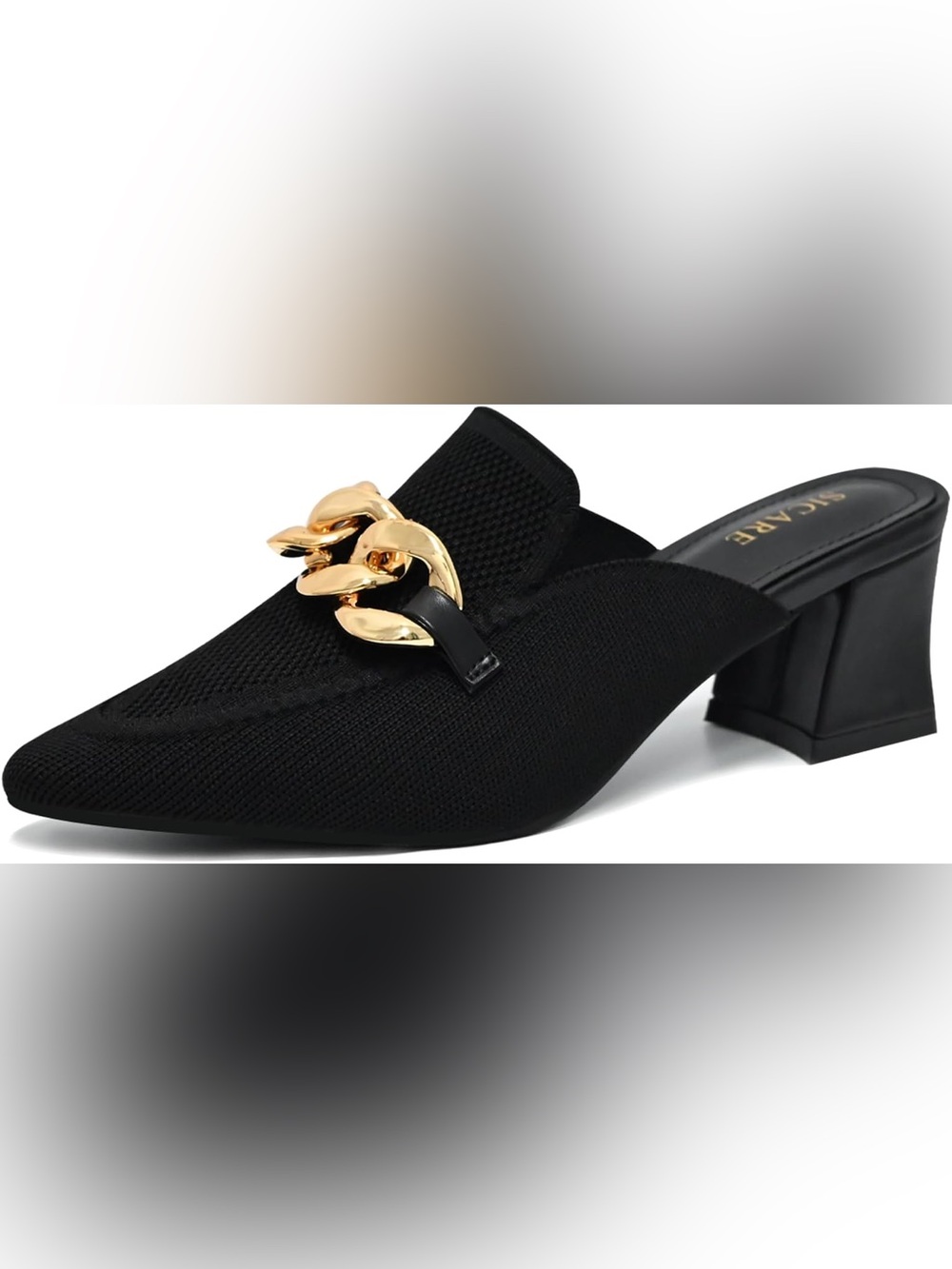 🖤 Classic Heeled Mules Closed Toe Chunky Heels Size 40 🖤